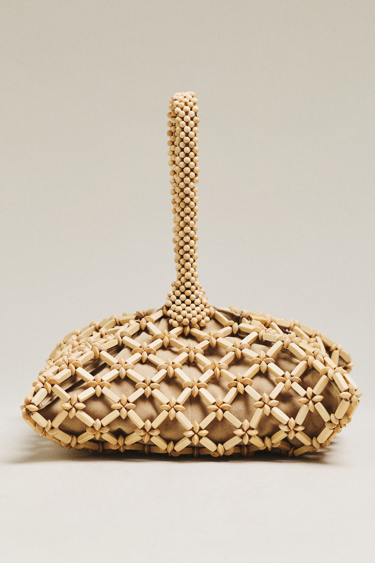 Aranaz Fortuna Wood Beaded Hand Bag