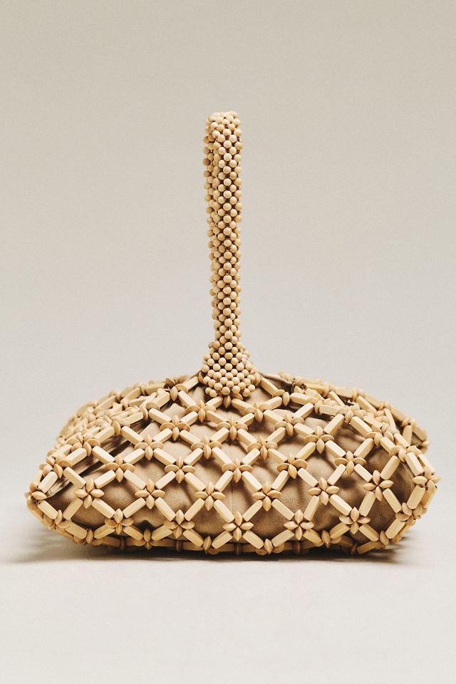 Aranaz Fortuna Wood Beaded Hand Bag #1