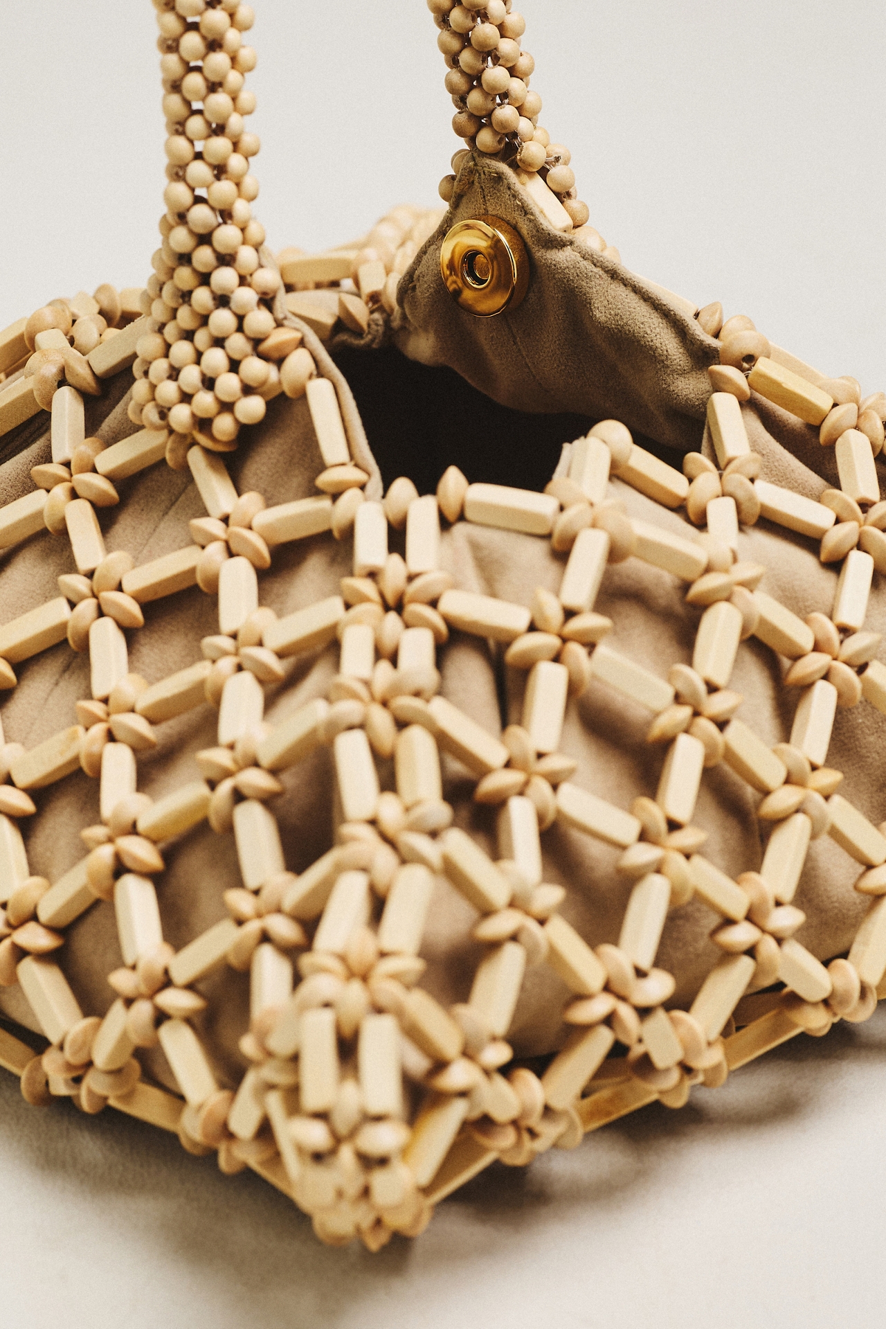 Aranaz Fortuna Wood Beaded Hand Bag