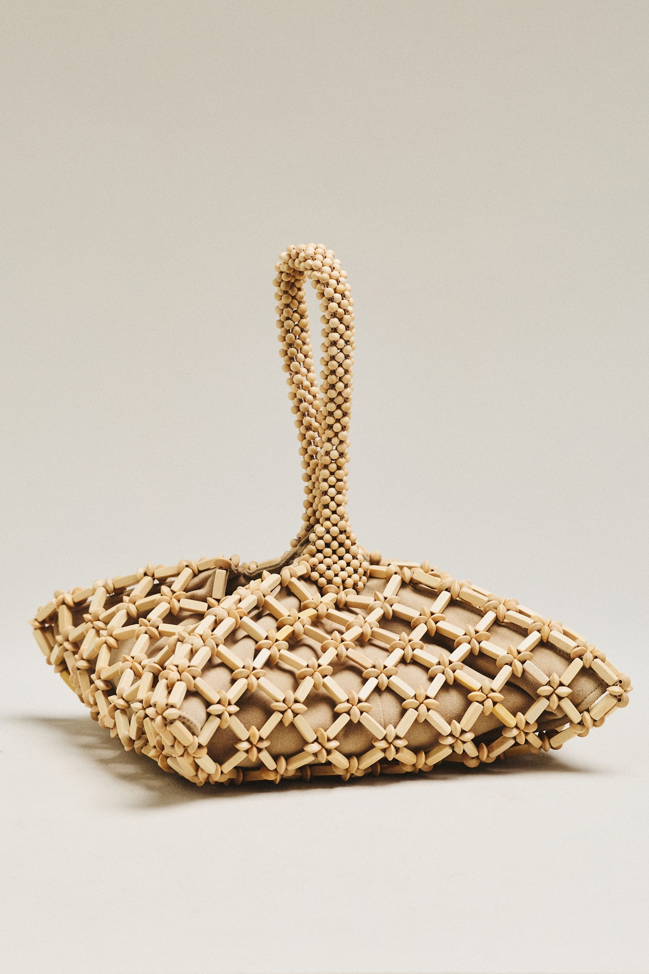 Aranaz Fortuna Wood Beaded Hand Bag