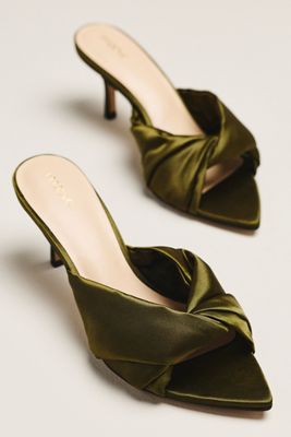 Maeve Ilora Satin Twist Mule Heels