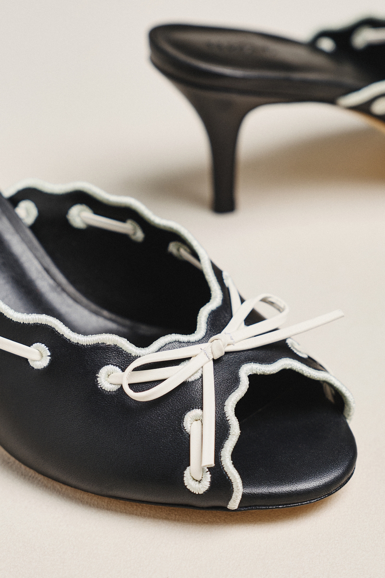 Maeve Contrast Scalloped Mules