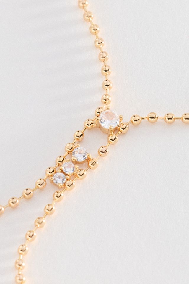 By Anthropologie Crystal Pendant Ball Chain Y-Necklace #1