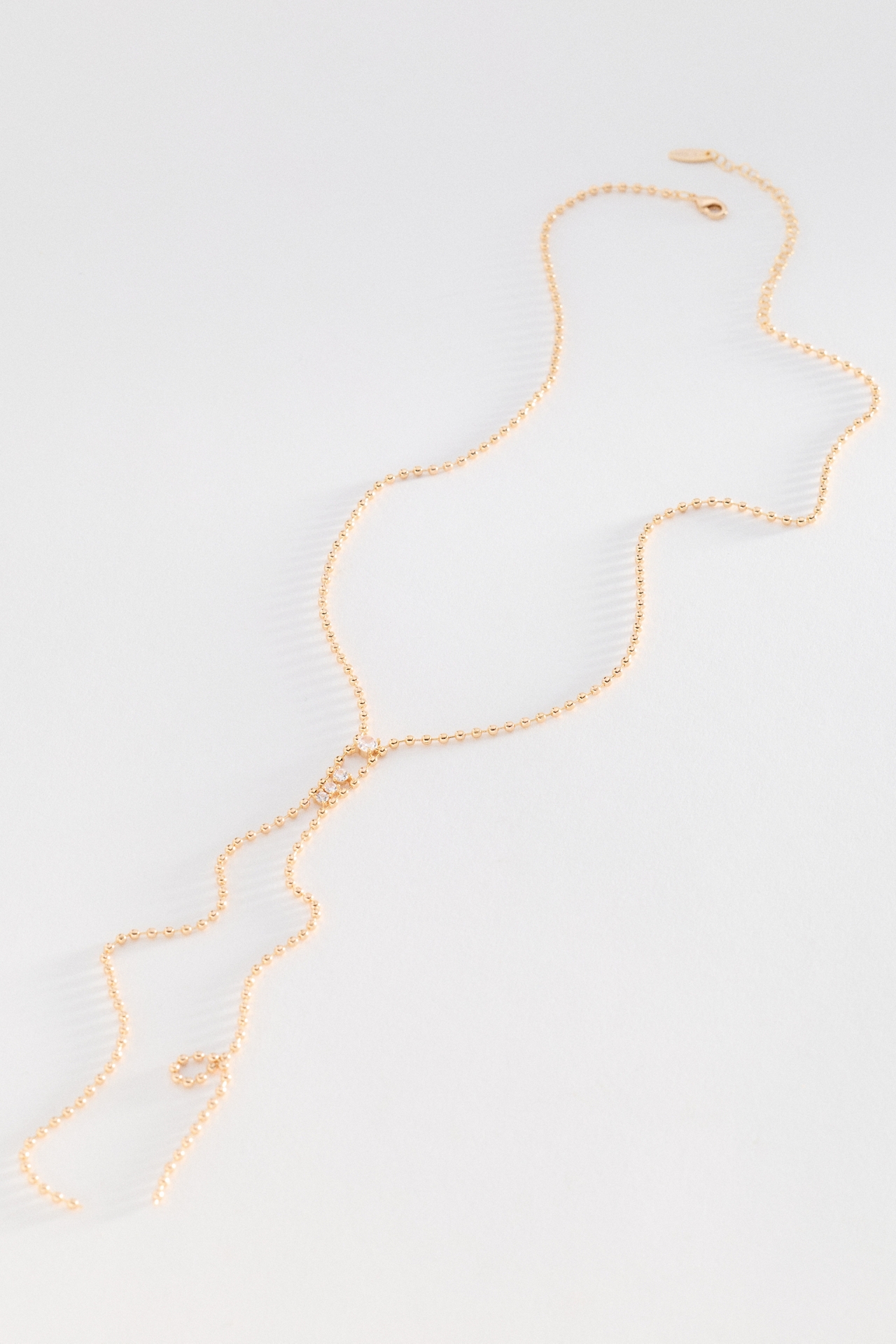By Anthropologie Crystal Pendant Ball Chain Y-Necklace