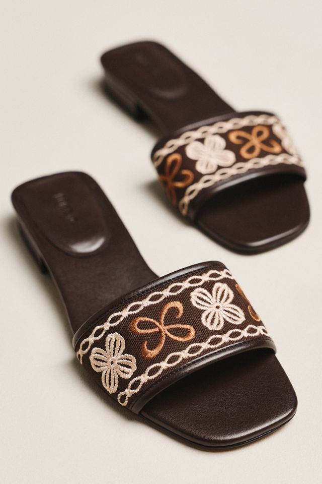 Maeve Embroidered Logo Slide Sandals #2