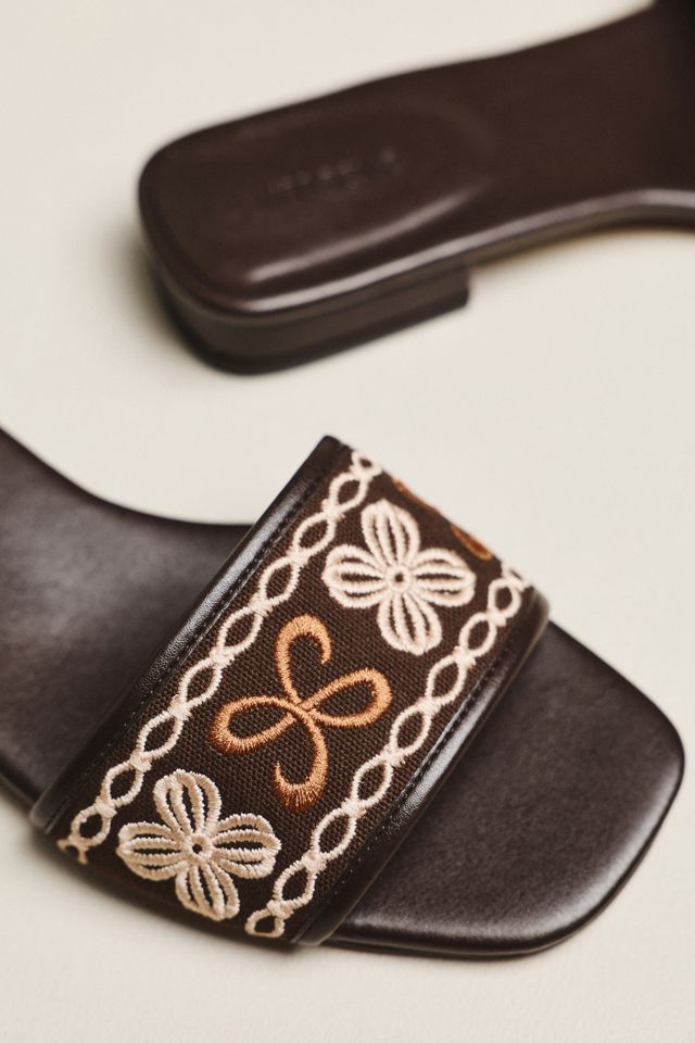 Maeve Embroidered Logo Slide Sandals #3