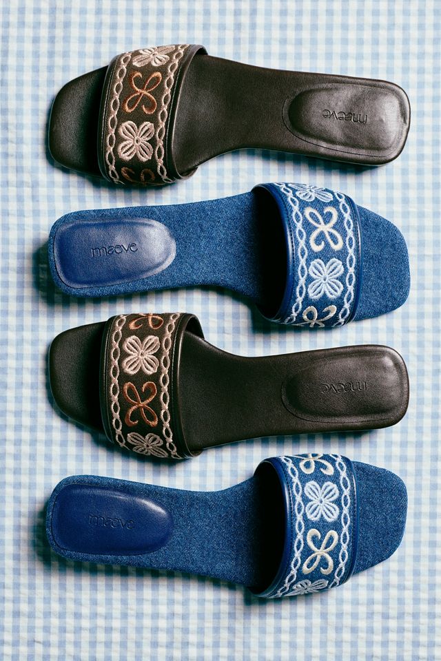 Maeve Embroidered Logo Slide Sandals #3