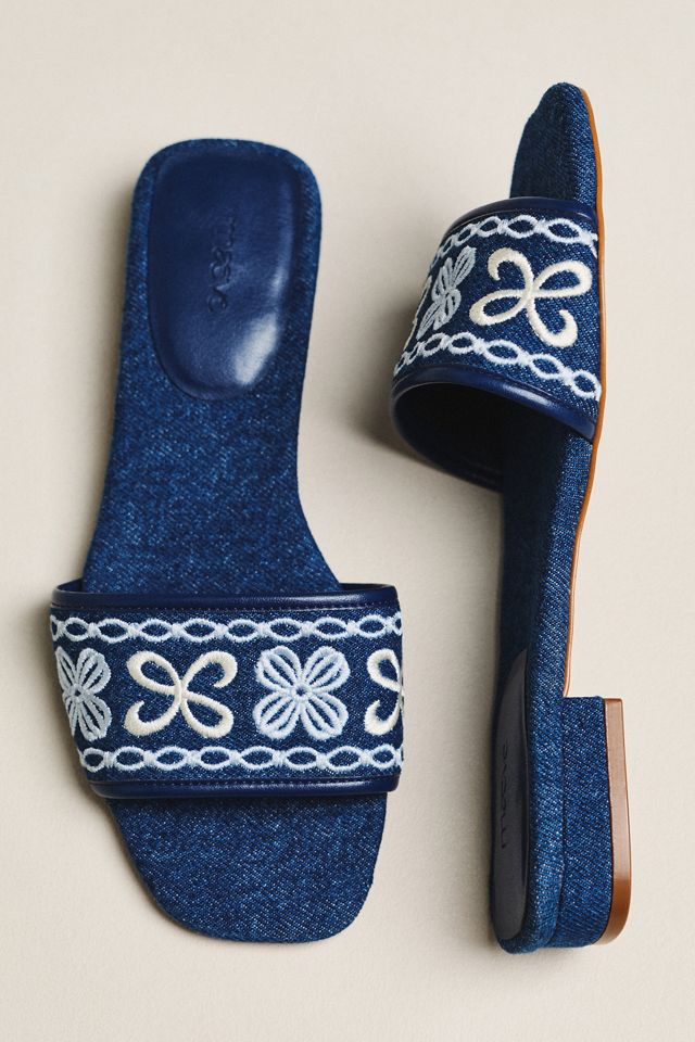 Maeve Embroidered Logo Slide Sandals #1