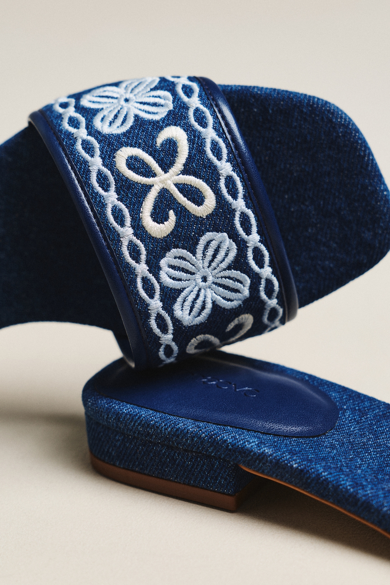 Maeve Embroidered Logo Slide Sandals