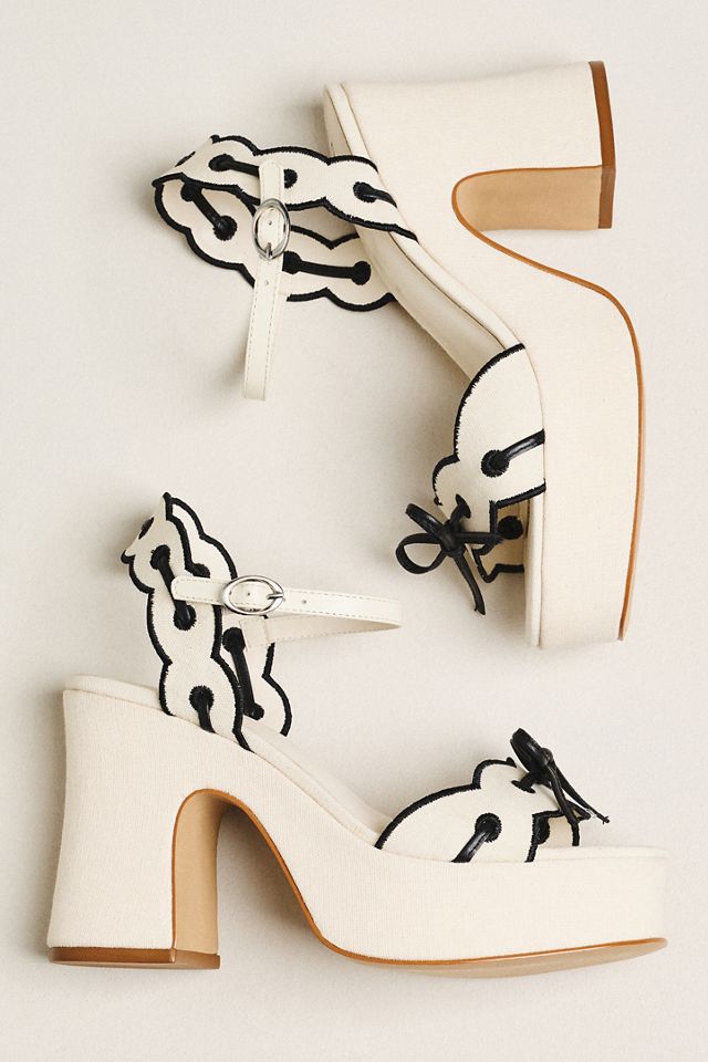 Maeve Contrast Scalloped Platform Sandals #3