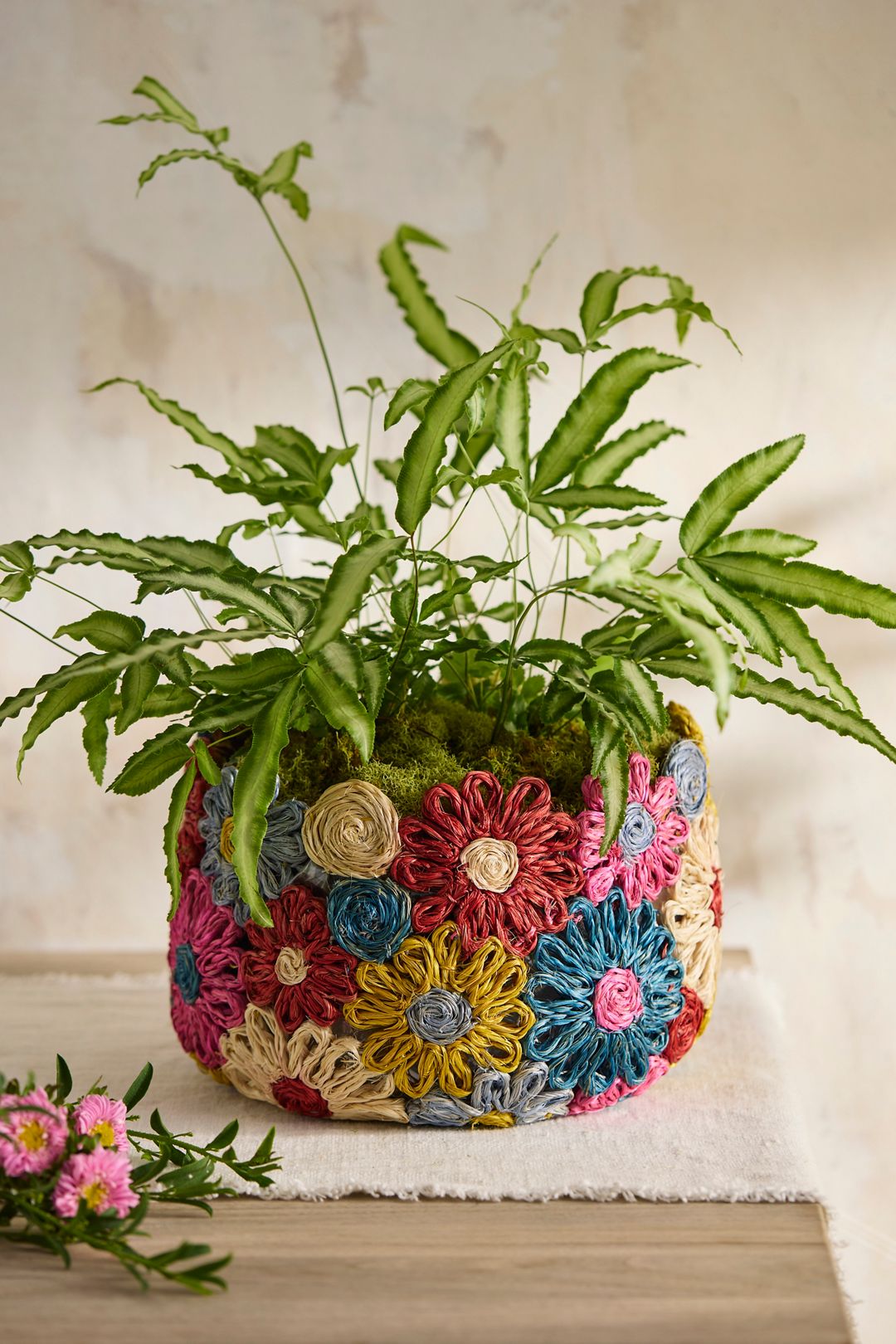 Floral Abaca Basket Pot