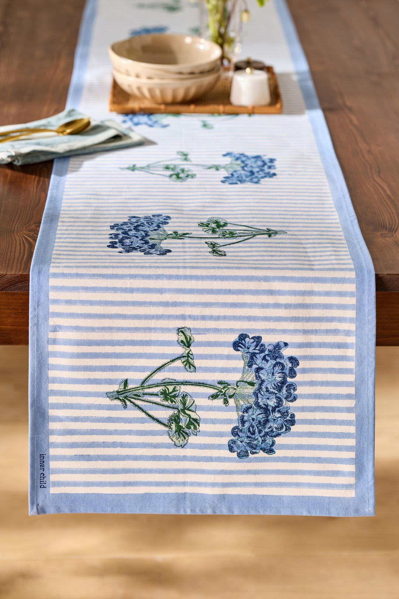 Inner Child Blue Hydrangea Table Runner - Sky, One Size