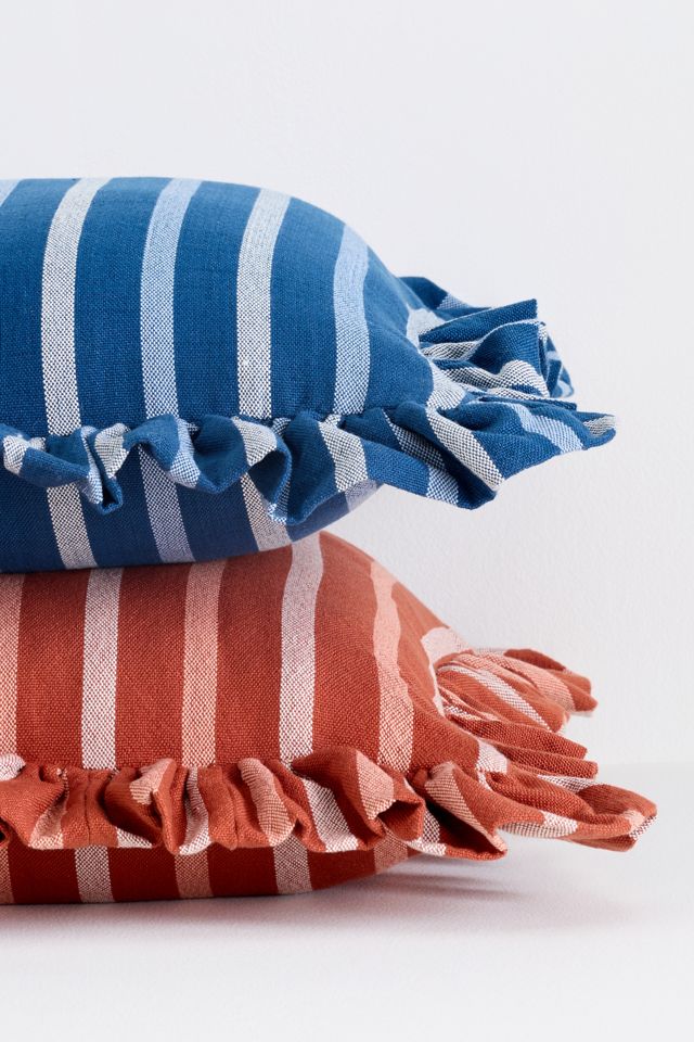 Maeve Helana Indoor/Outdoor Woven Stripe Ruffle Pillow #2