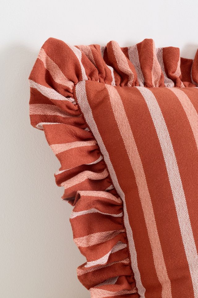 Maeve Helana Indoor/Outdoor Woven Stripe Ruffle Pillow #1