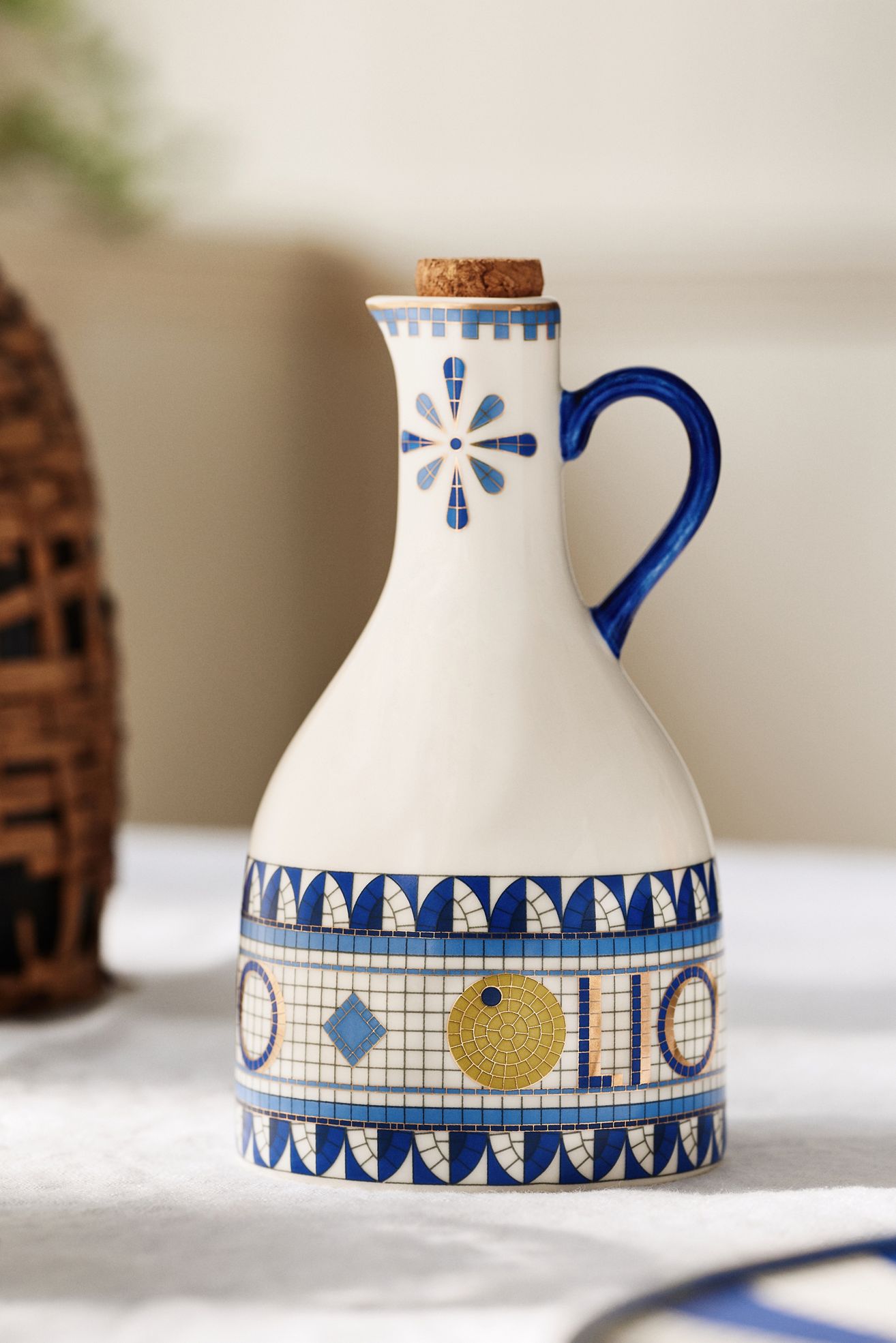 The Bistro Tile Stoneware Oil Cruet: Italia Edition - Olive, One Size