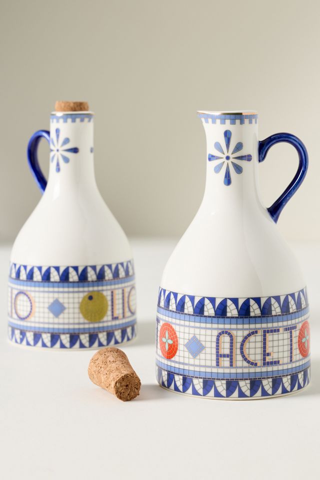 Bistro Tile Stoneware 24k Gold Accent Italia Cruet #1