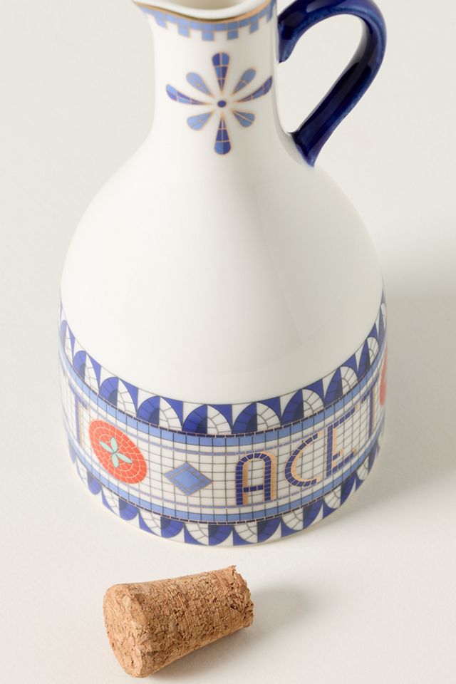Bistro Tile Stoneware 24k Gold Accent Italia Cruet #3