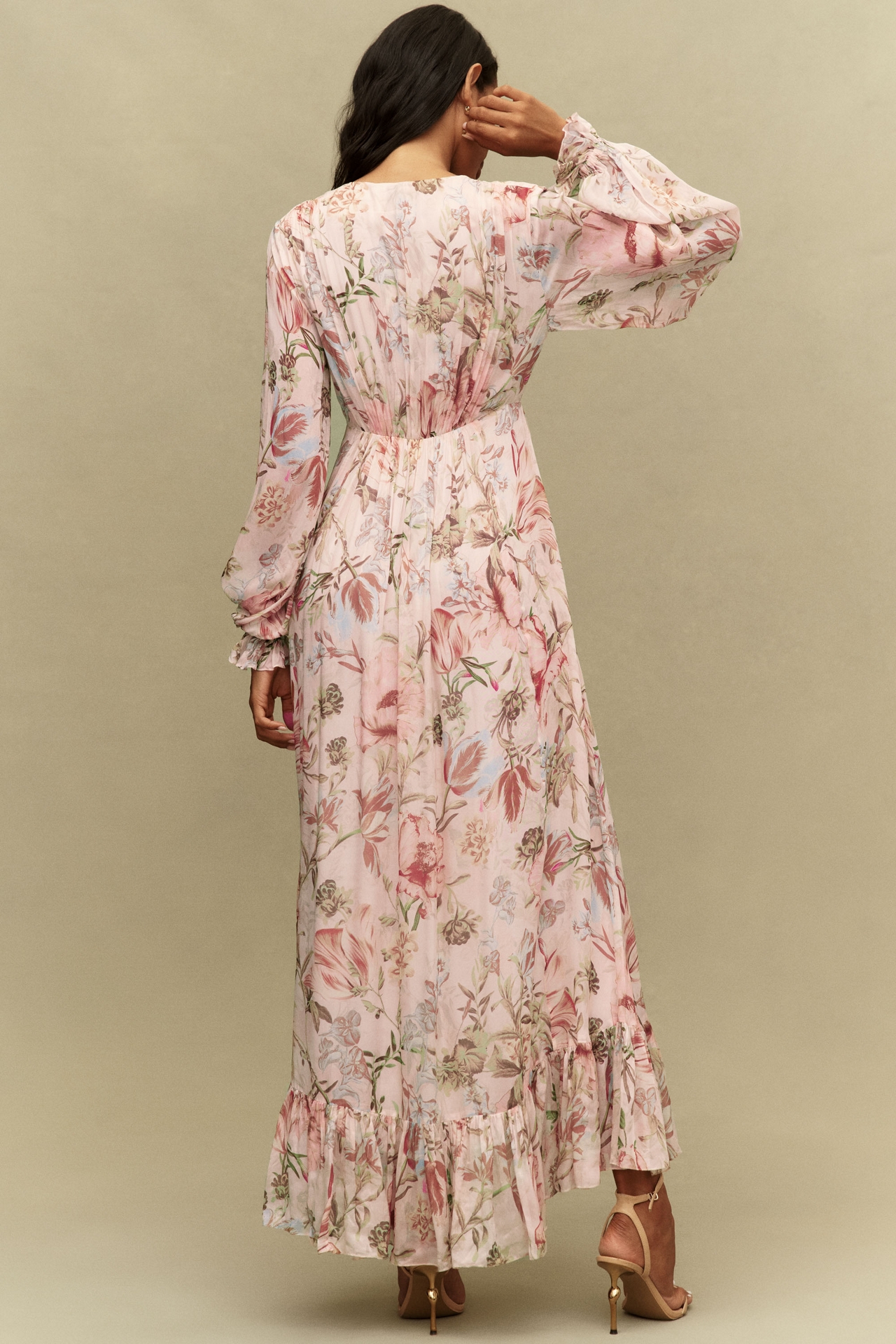 Hemant & Nandita High-Low Plunge Maxi Dress