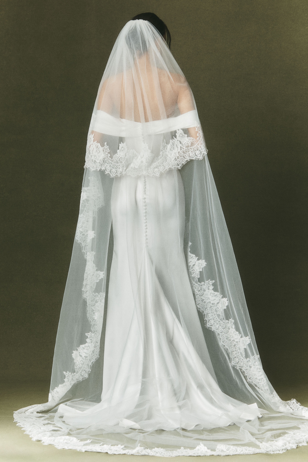 Watters Lace Trim Blusher Veil