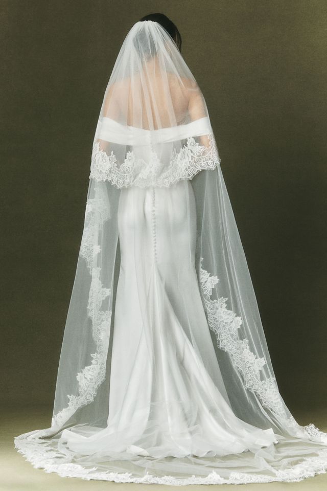 Watters Lace Trim Blusher Veil #2