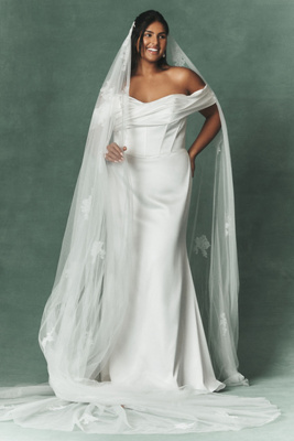 Watters Fairytale Double Comb Cathedral Veil In White