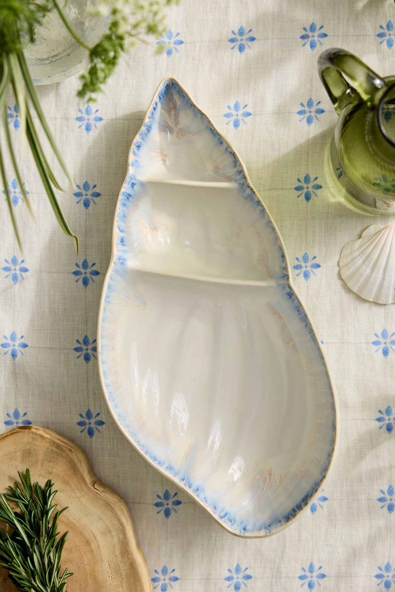 Spiral Shell Stoneware Serving Platter - White, One Size