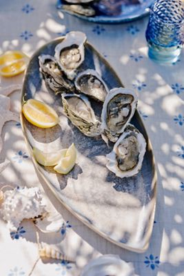 Oyster Shell Stoneware Serving Platter