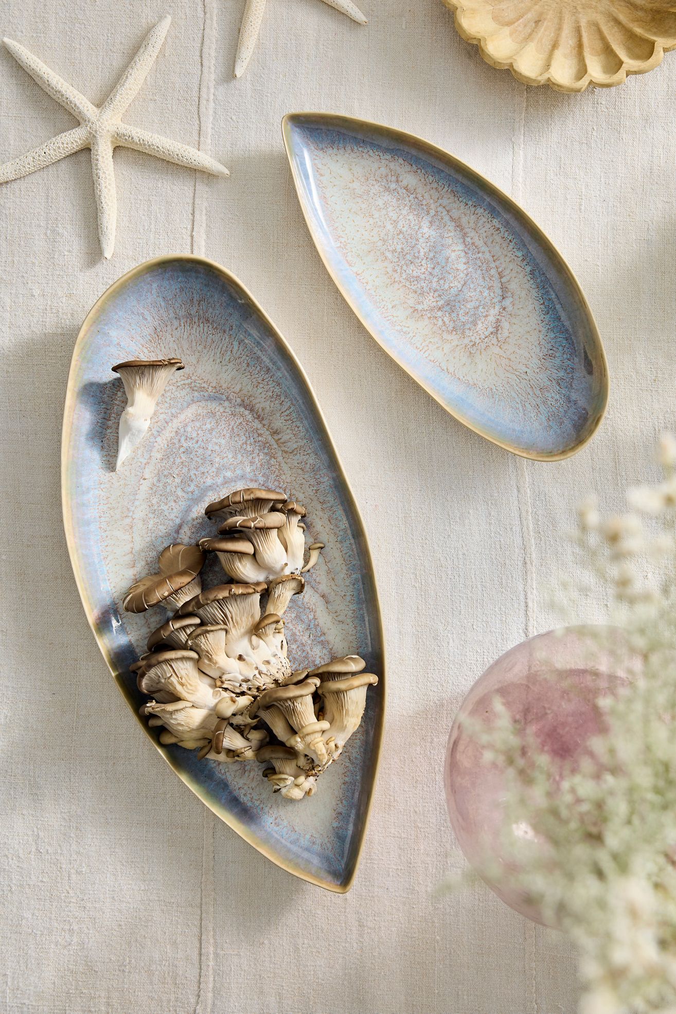 Oyster Shell Stoneware Serving Platter - Blue, Standard