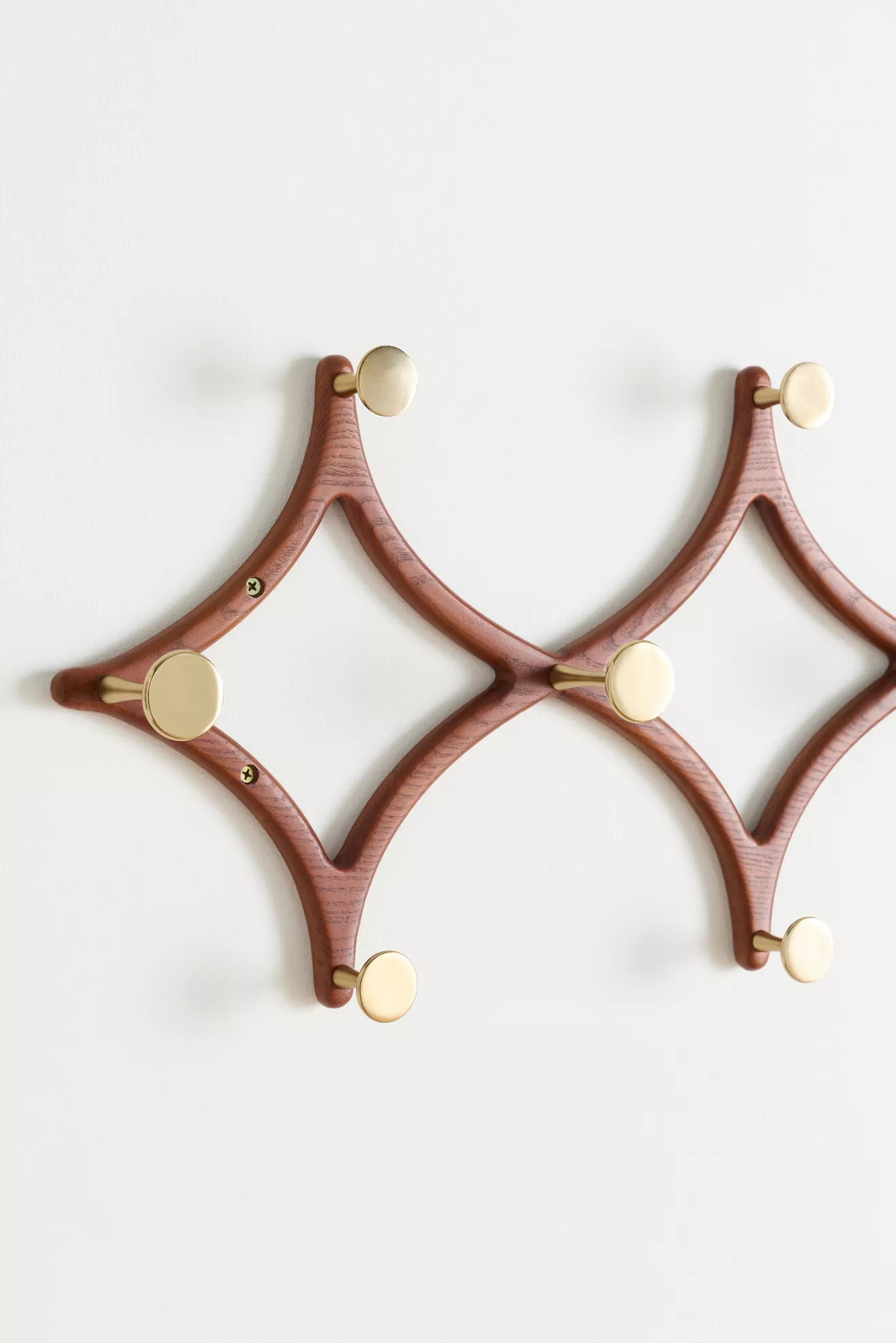 Cambridge Ash Wood Brass Hook Rack - thumbnail 3
