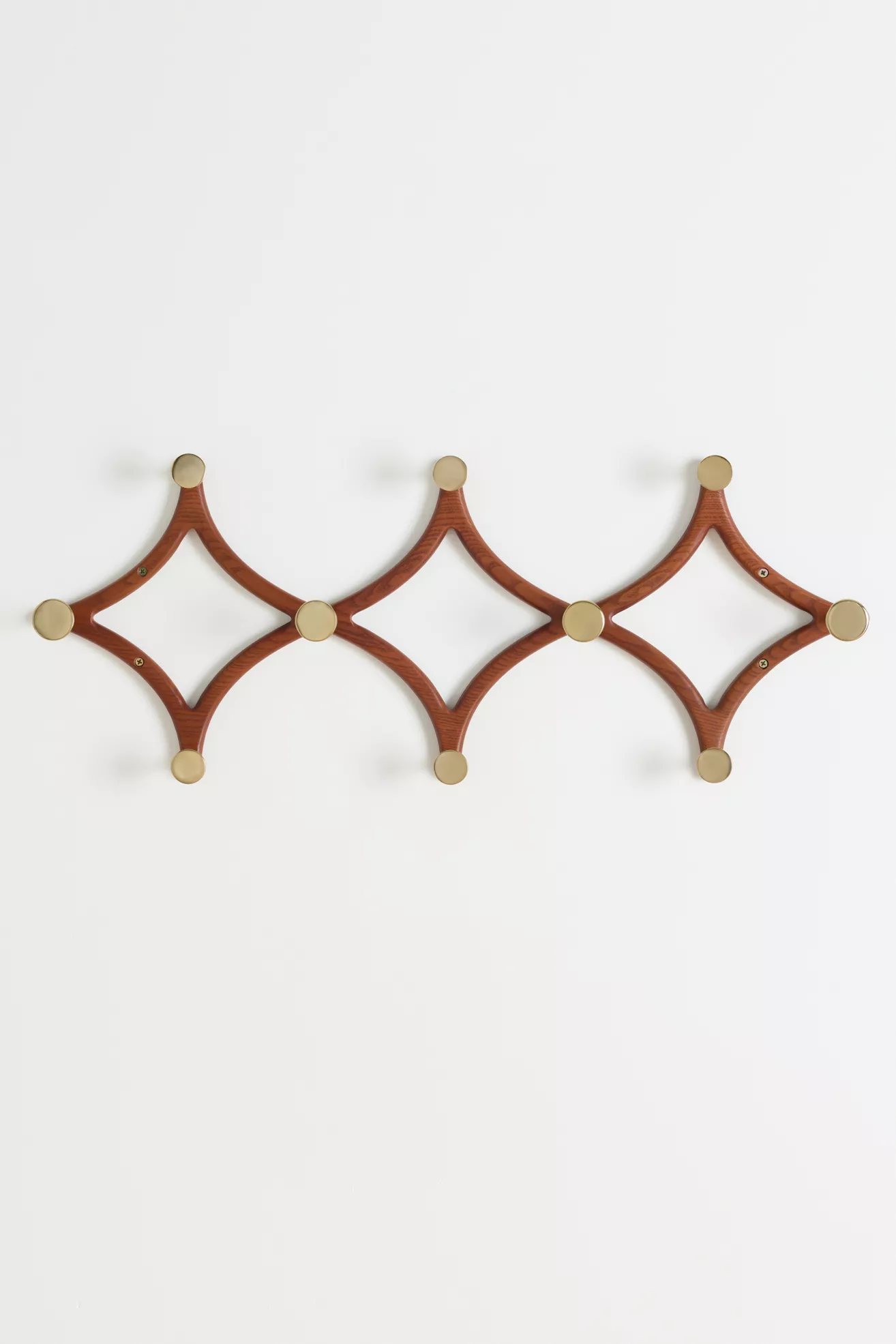 Cambridge Ash Wood Brass Hook Rack - thumbnail 2