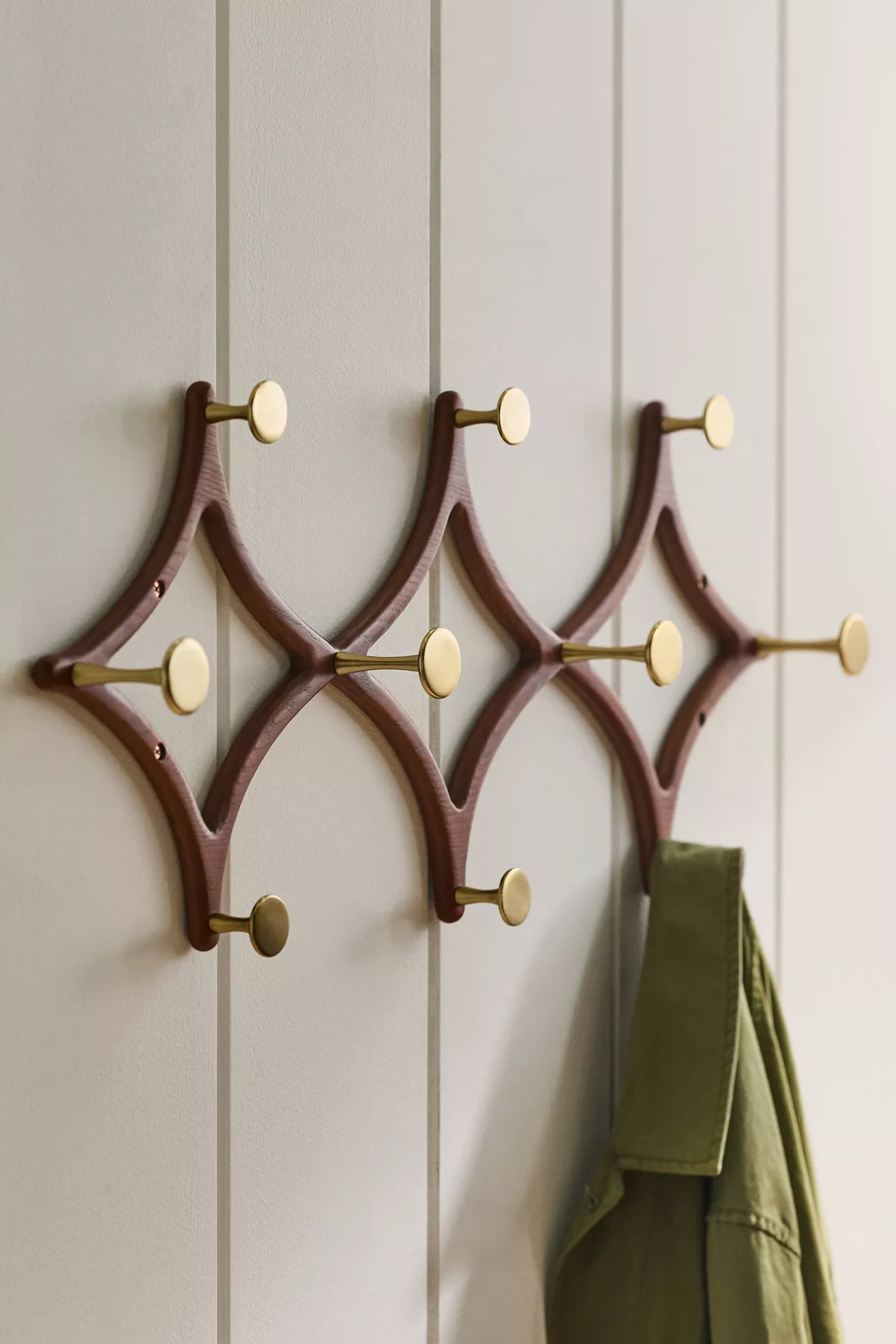 Cambridge Ash Wood Brass Hook Rack
