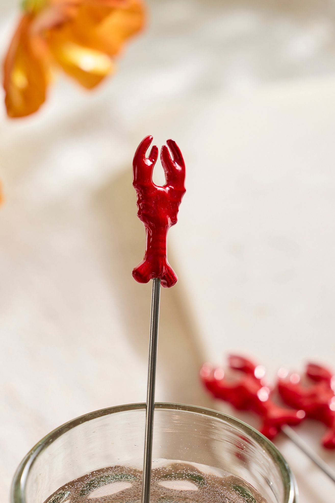 Lobster Drink Stirrers, Set of 4 - Cream, One Size