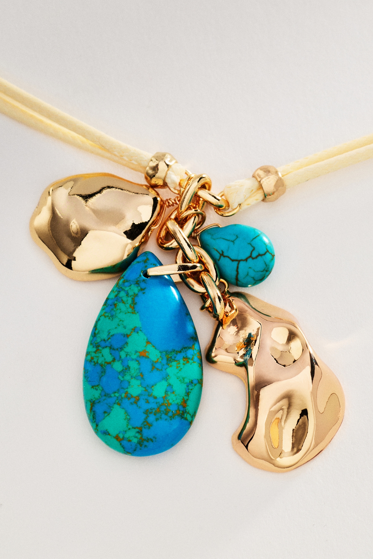 Corded Stone Charm Pendant Necklace