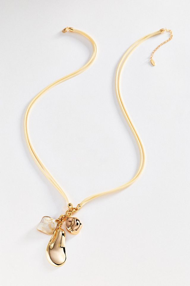 Corded Stone Charm Pendant Necklace #1