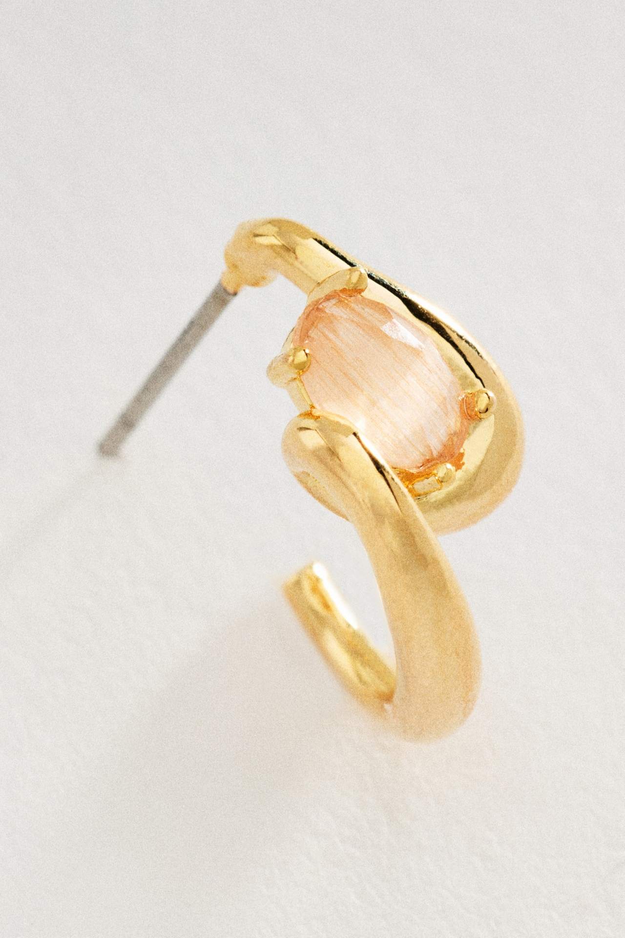 Delicate Pearl and Stone Huggie Hoop Earrings