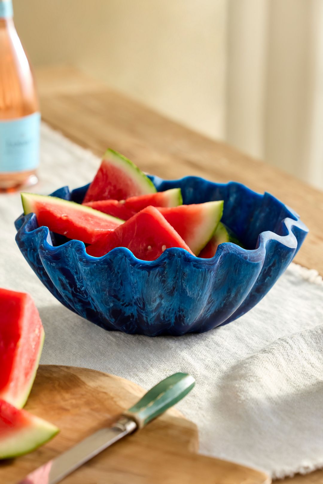 Ruffled Blue Resin Salad Bowl - Blue, One Size