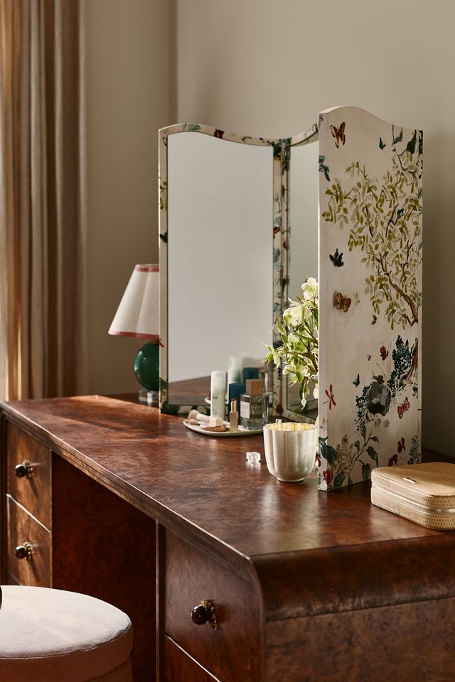 Fiona Printed Fabric Triptych Wall Mirror #4
