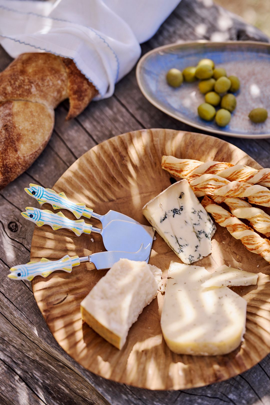 Fish Handle Cheese Knives, Set of 3 - Blue, One Size