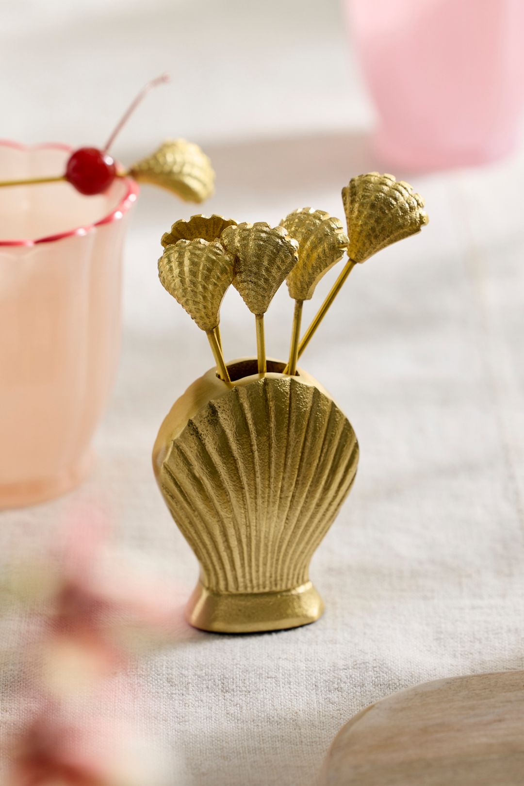 Shell Icon Cocktail Picks, Set of 6 - Gold, Standard, One Size