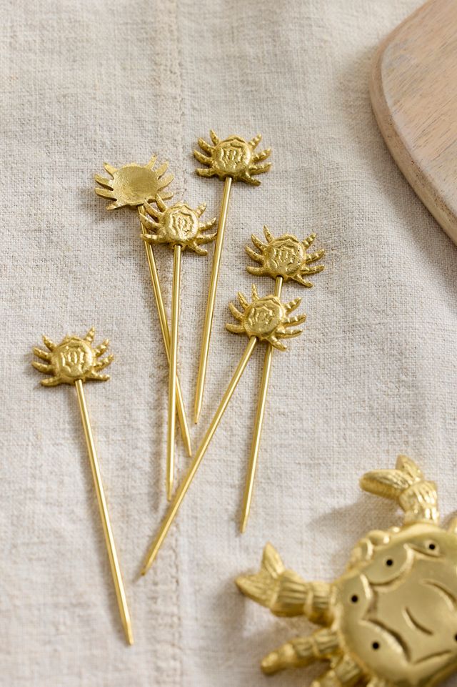 Crab Icon Cocktail Picks, Set of 6 #1