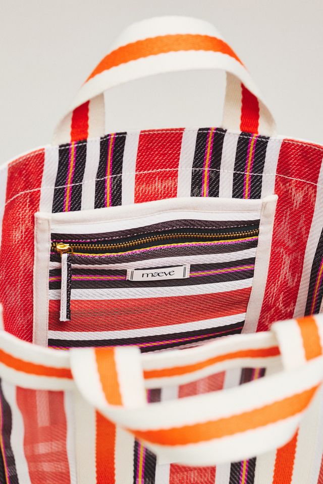 Maeve Striped Mesh Tote Bag #3