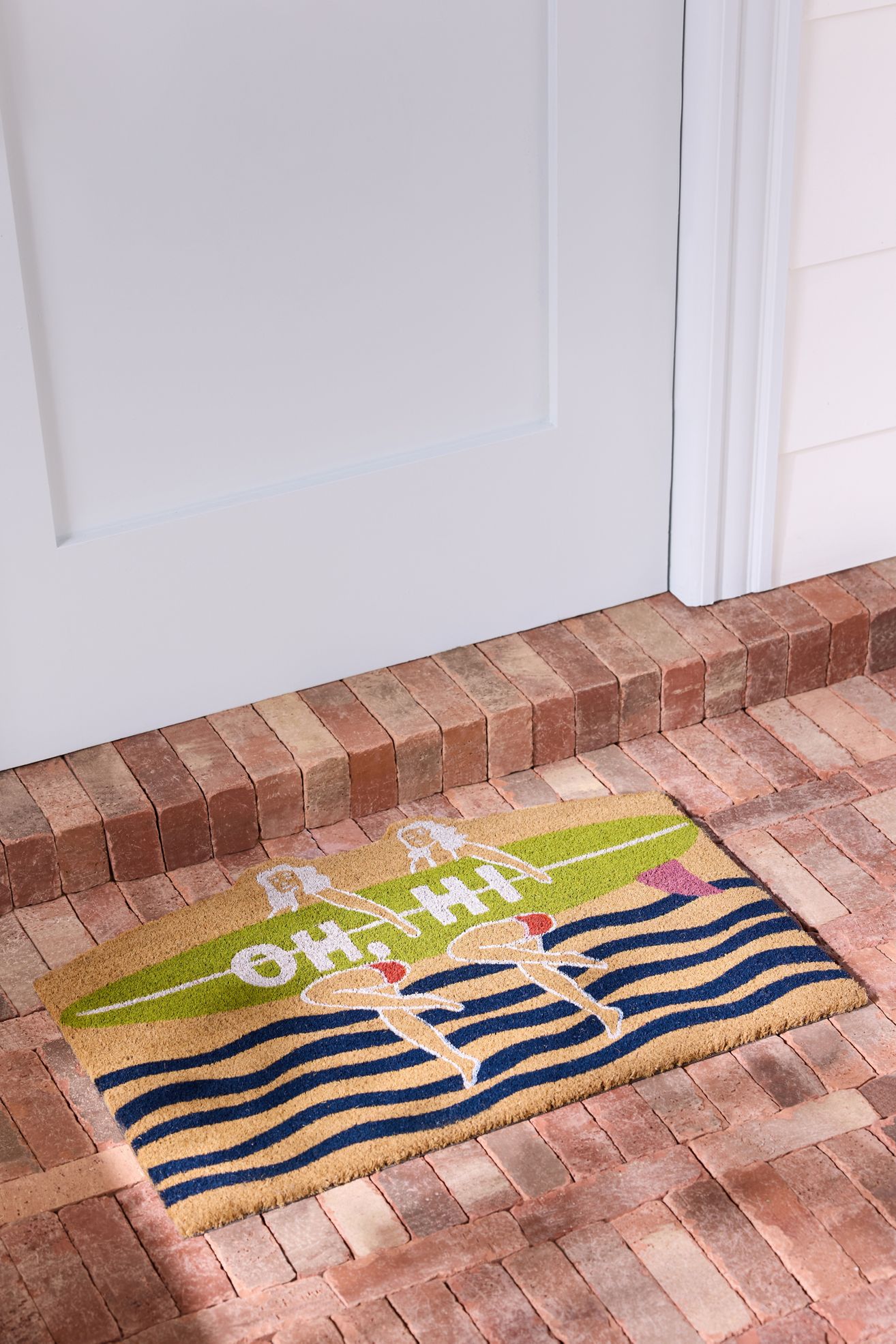 Aloha Surfer Coir Printed Doormat - Green, 20"X30"