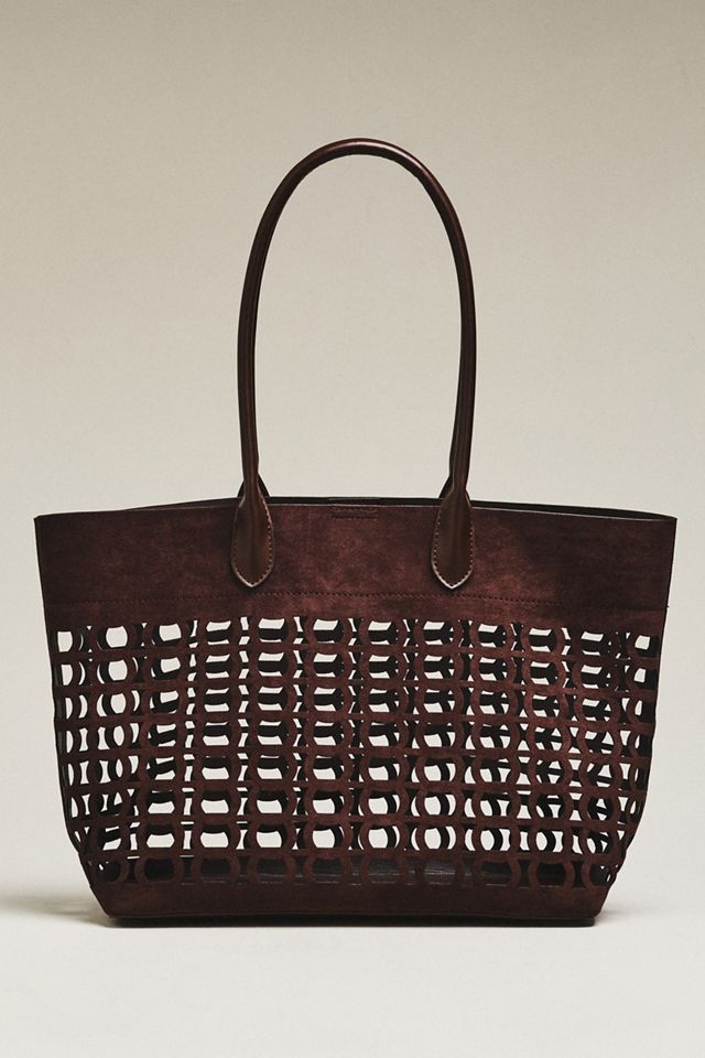 By Anthropologie Perforated Slouchy Faux Suede Tote #1