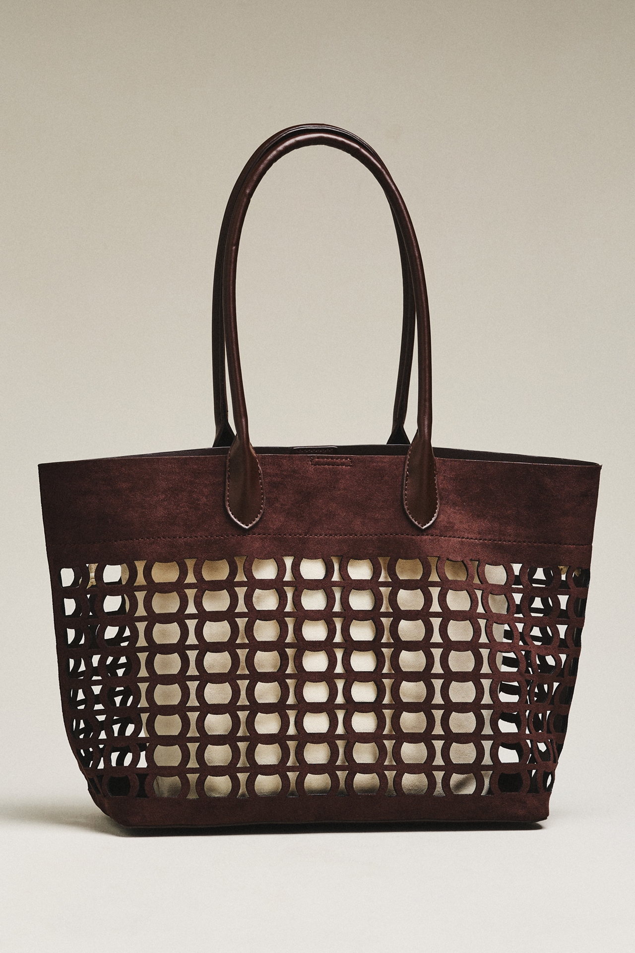By Anthropologie Perforated Slouchy Faux Suede Tote