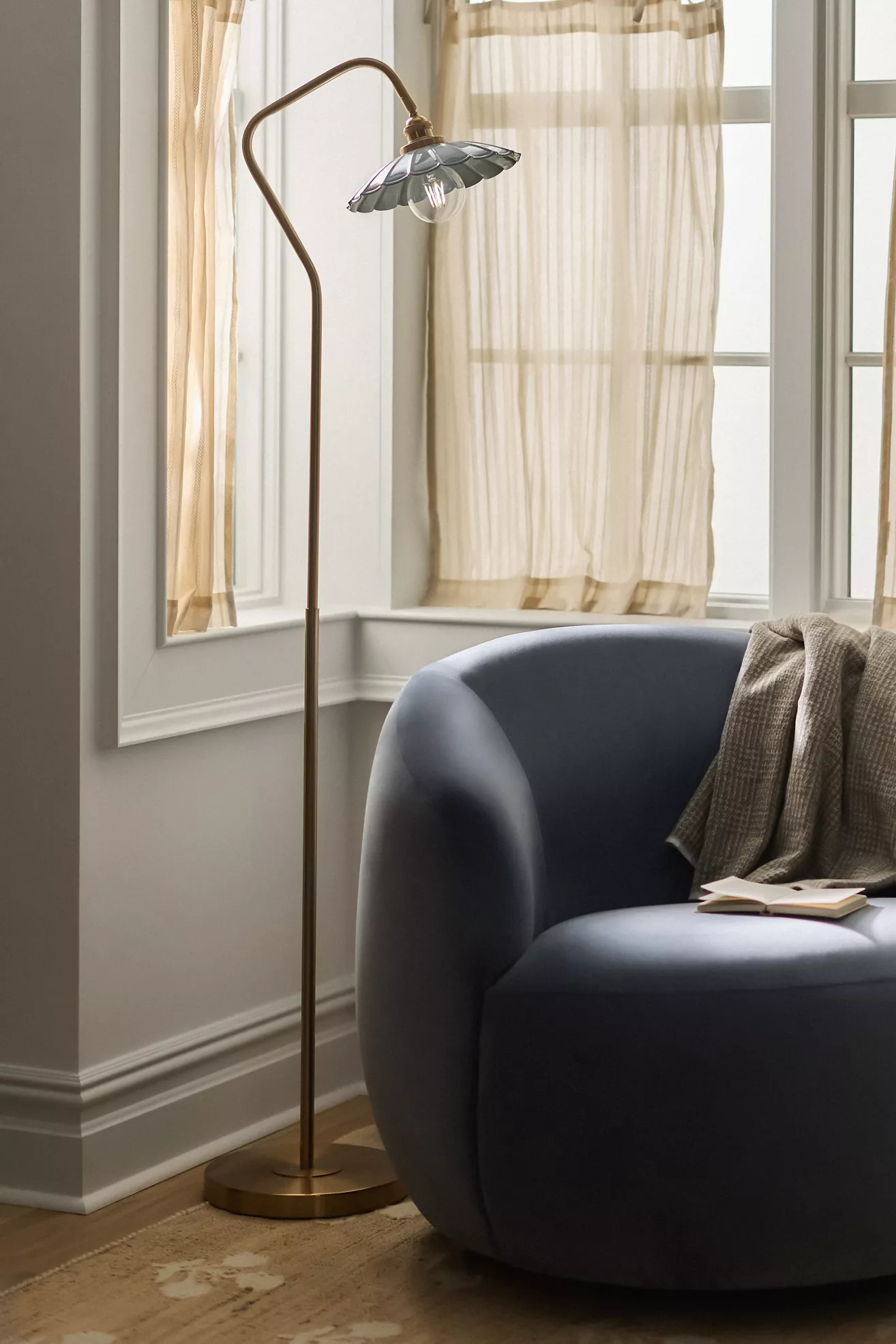 Greta Scalloped Metal Reading Floor Lamp
