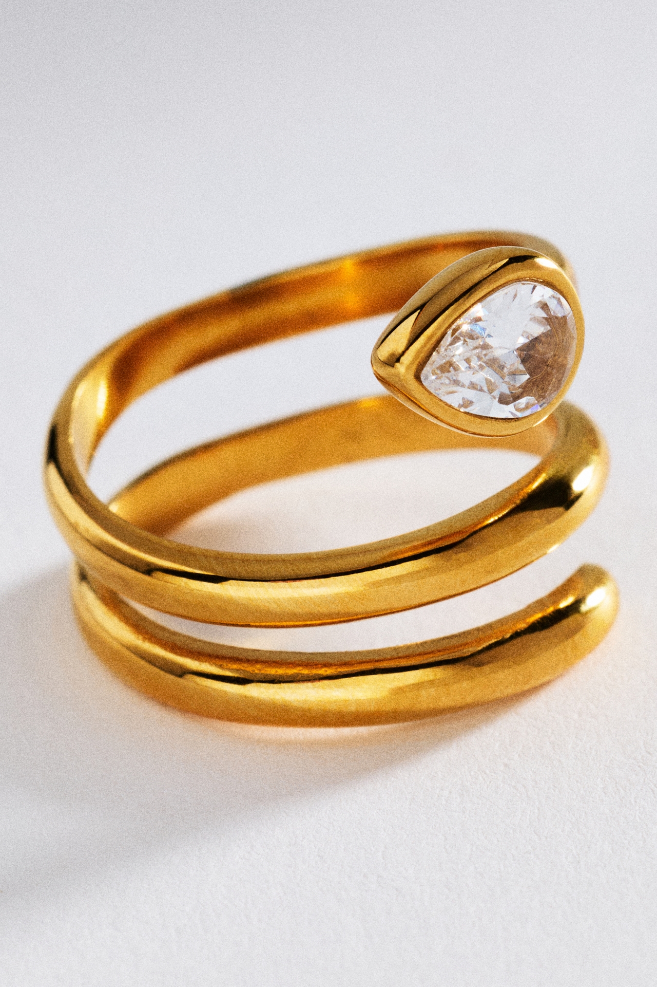 Crystal Teardrop Wrap Ring