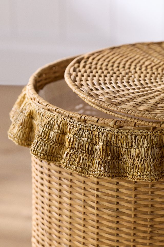 Estelle Ruffle Rattan Hamper #1