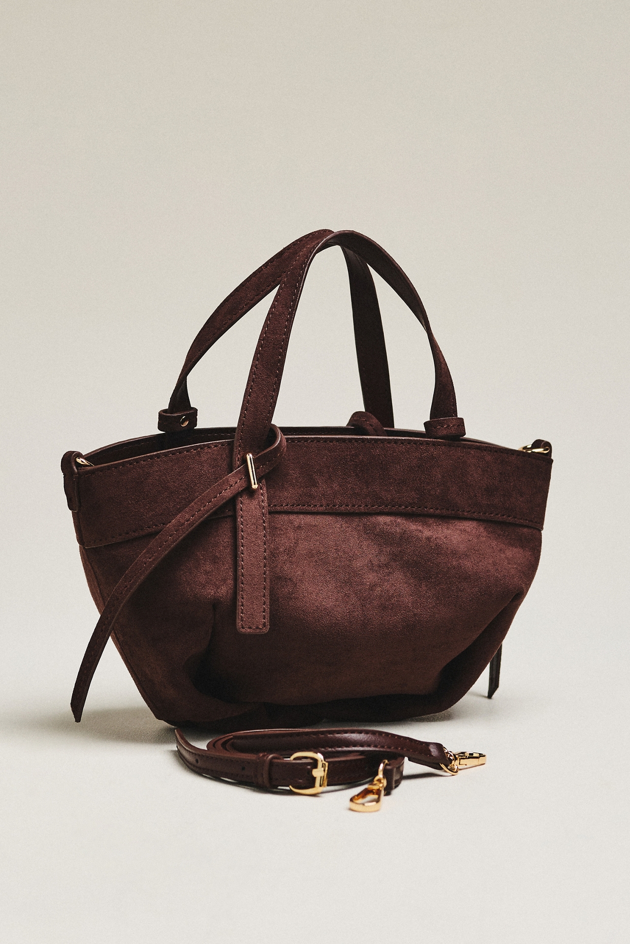 Faux Suede Mini Cinched Handbag
