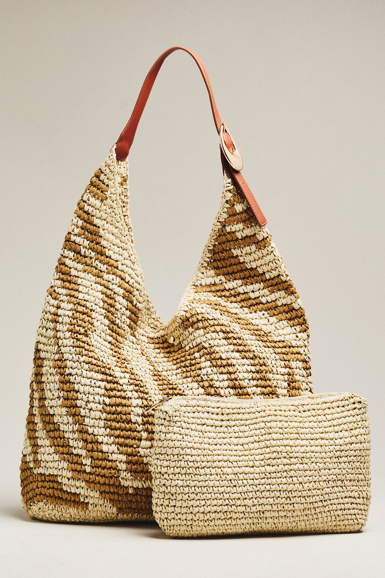 Love Knot Raffia Buckle Slouchy Bag