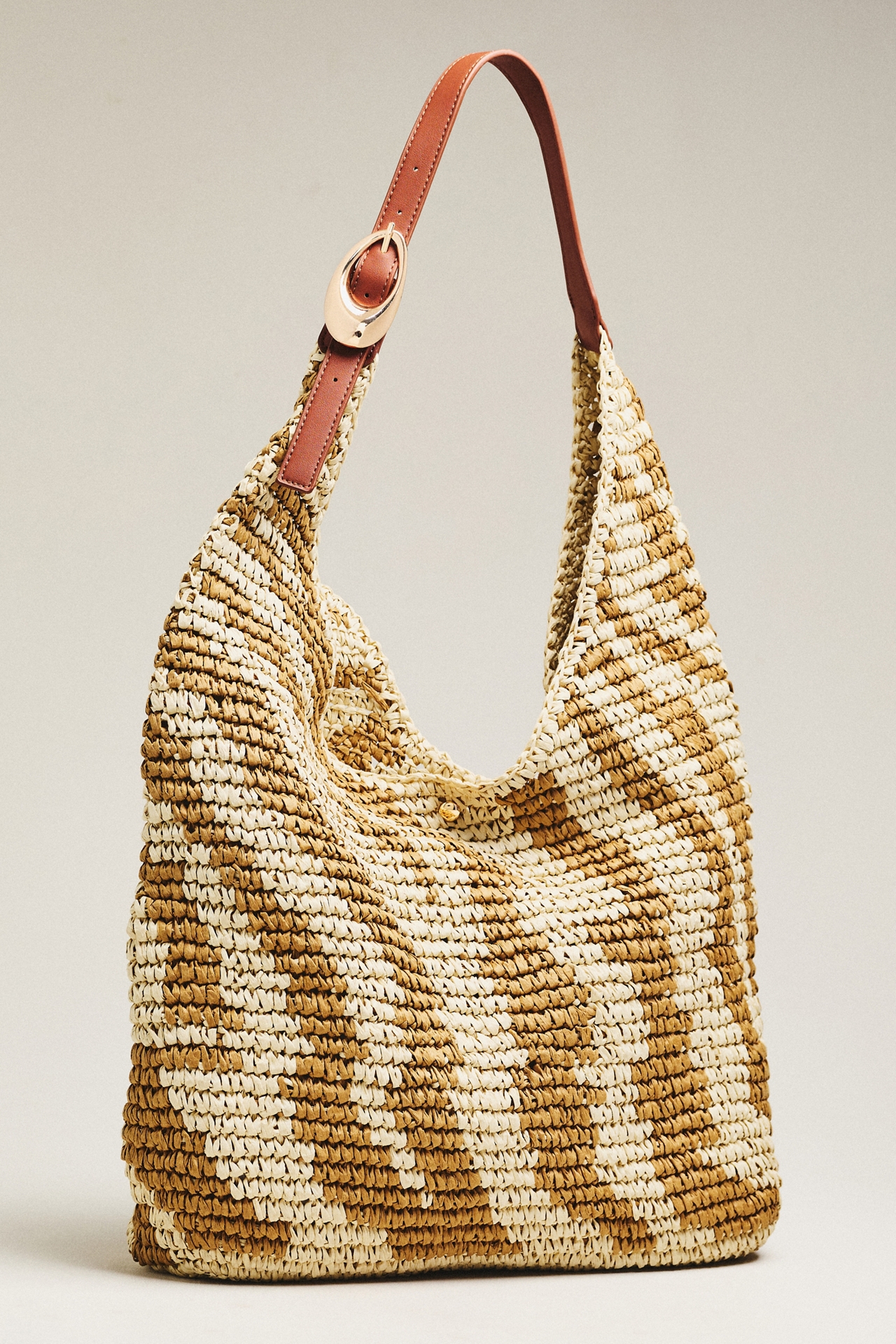 Love Knot Raffia Buckle Slouchy Bag